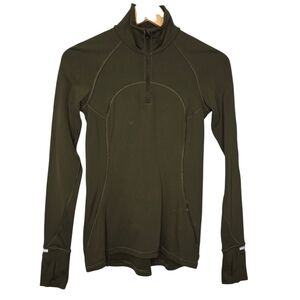 Lululemon Womens Military Green Tech Fleece First Mile 1/2 Zip Pullover Size 4